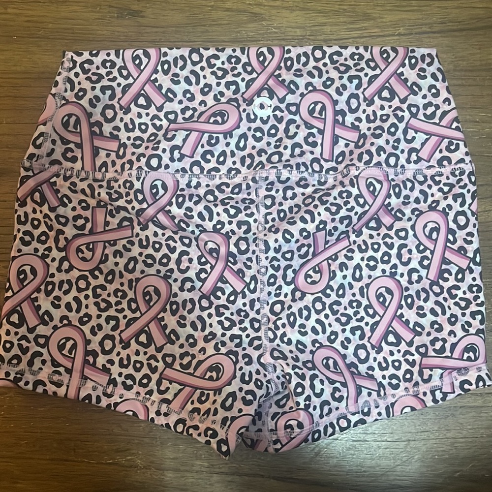 Pink Ribbon Print Athletic Shorts - Picture 3 of 4